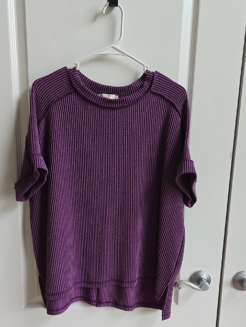 Zenana Raised Rib Knit Short-Sleeve Top